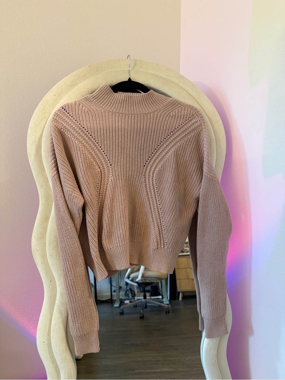 Kendall & Kylie Ribbed Mock Neck Sweater - Dusty Pink